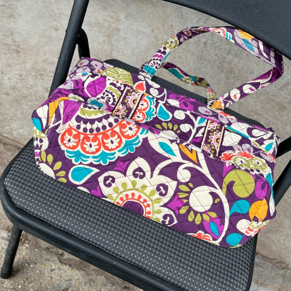 Vera Bradley plum crazy purse shoulder bag purple - Picture 9 of 9
